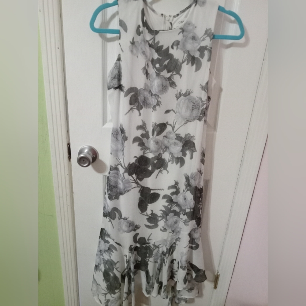 Calvin Klein, White, Gray, and White Dress